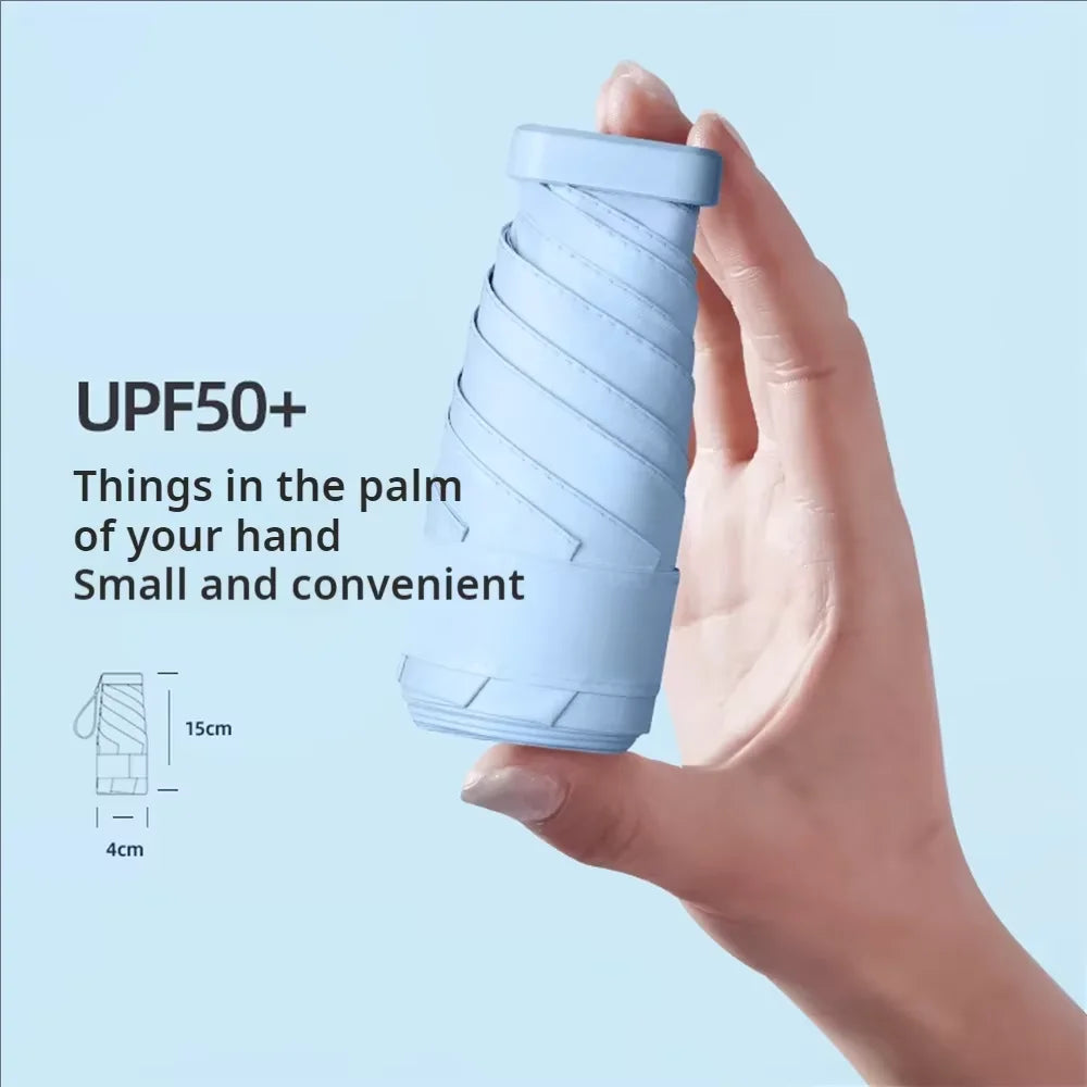 Mini Umbrella Capsule Umbrella Sunny and Rainy Dualuse Rainproof Sun Protection Outdoor Traveling Portable Parasol Umbrella